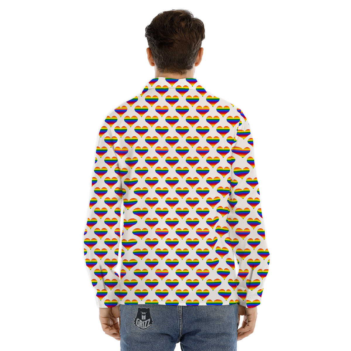 Square Stained Glass Mosaic Print Men's Dress Shirts-grizzshop