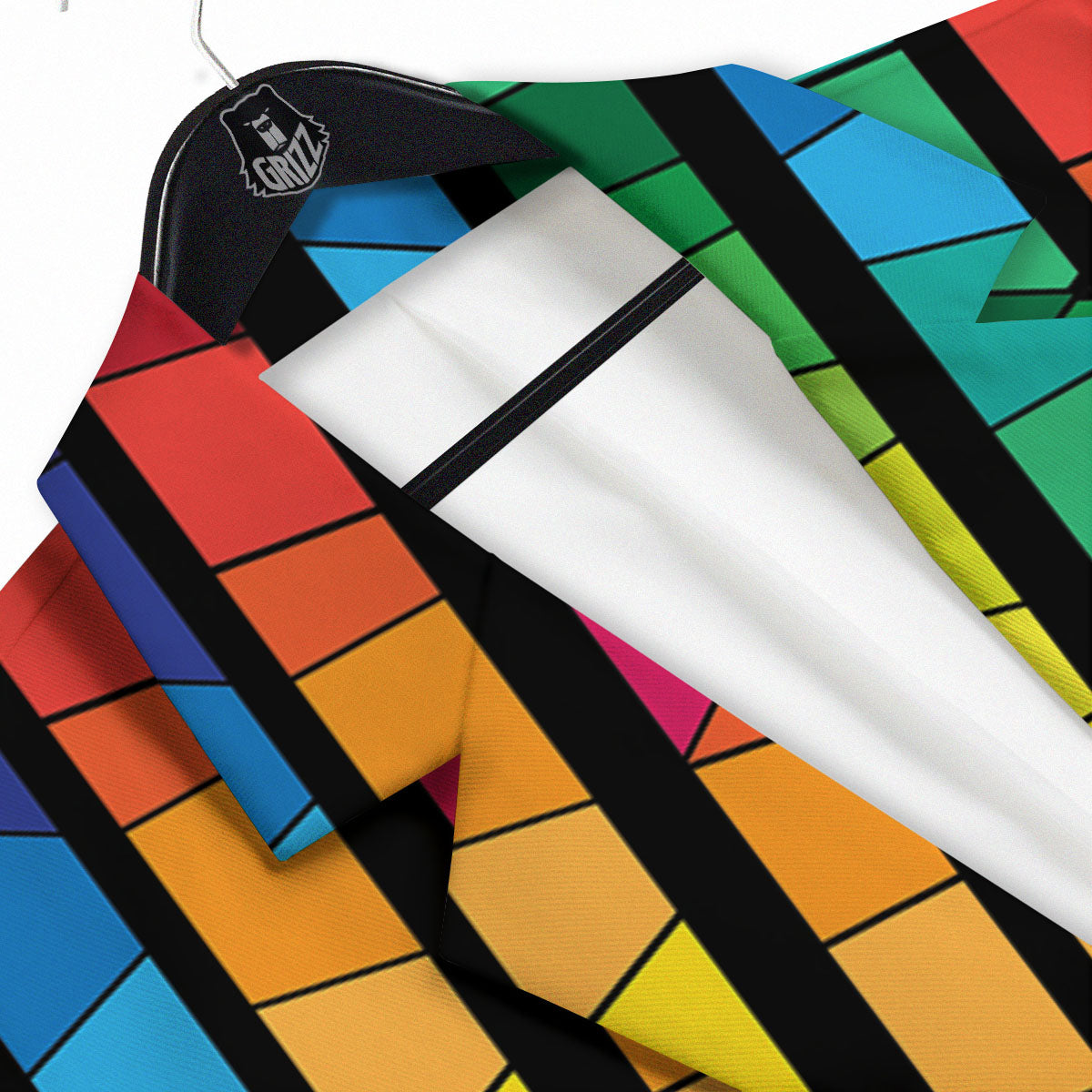Square Stained Glass Mosaic Print Men's Sport Coat-grizzshop