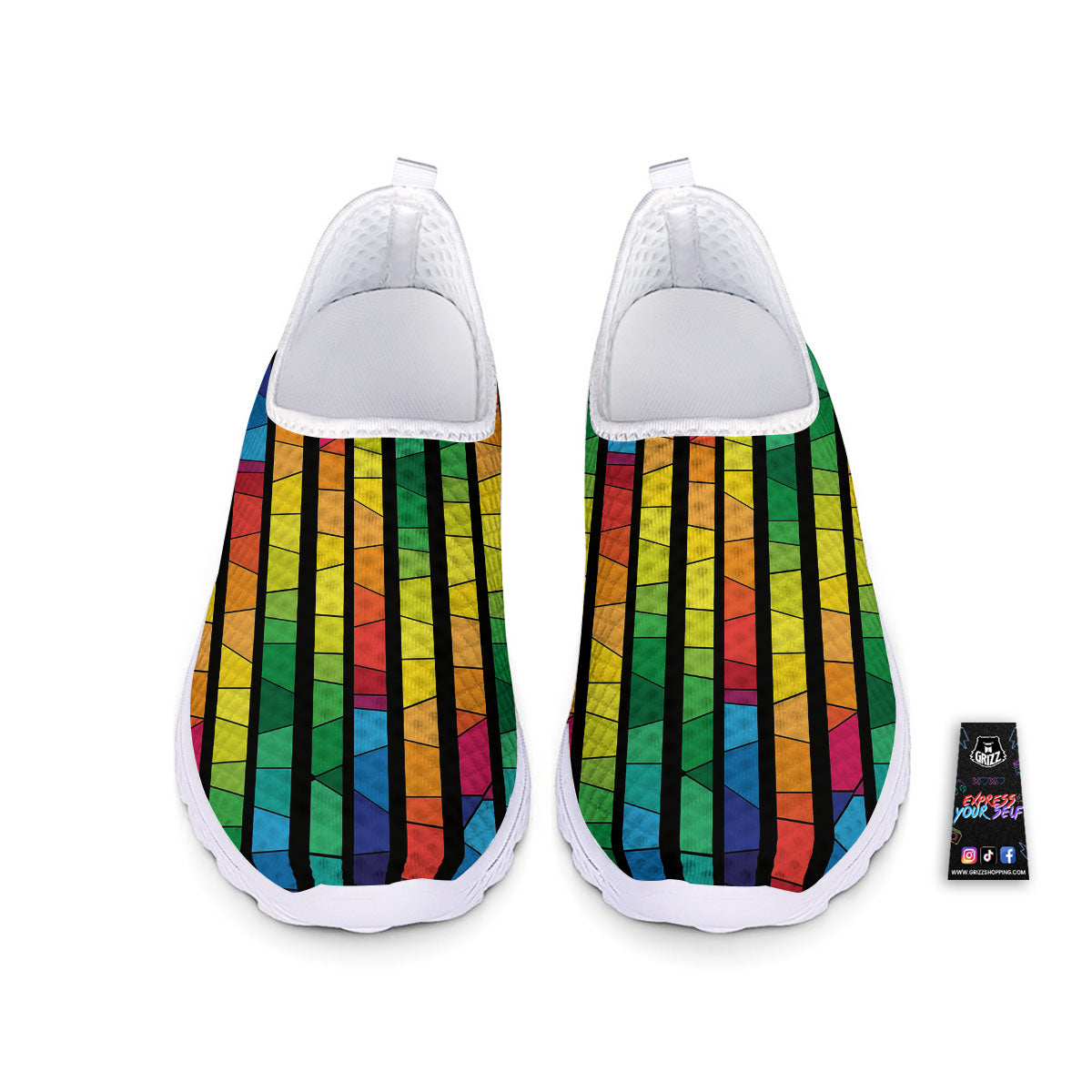 Square Stained Glass Mosaic Print Nurse Shoes-grizzshop
