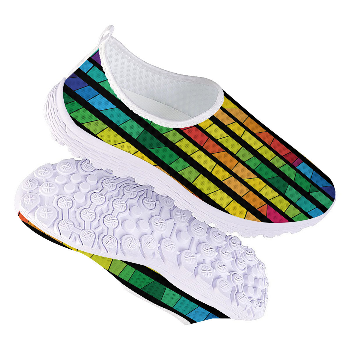 Square Stained Glass Mosaic Print Nurse Shoes-grizzshop