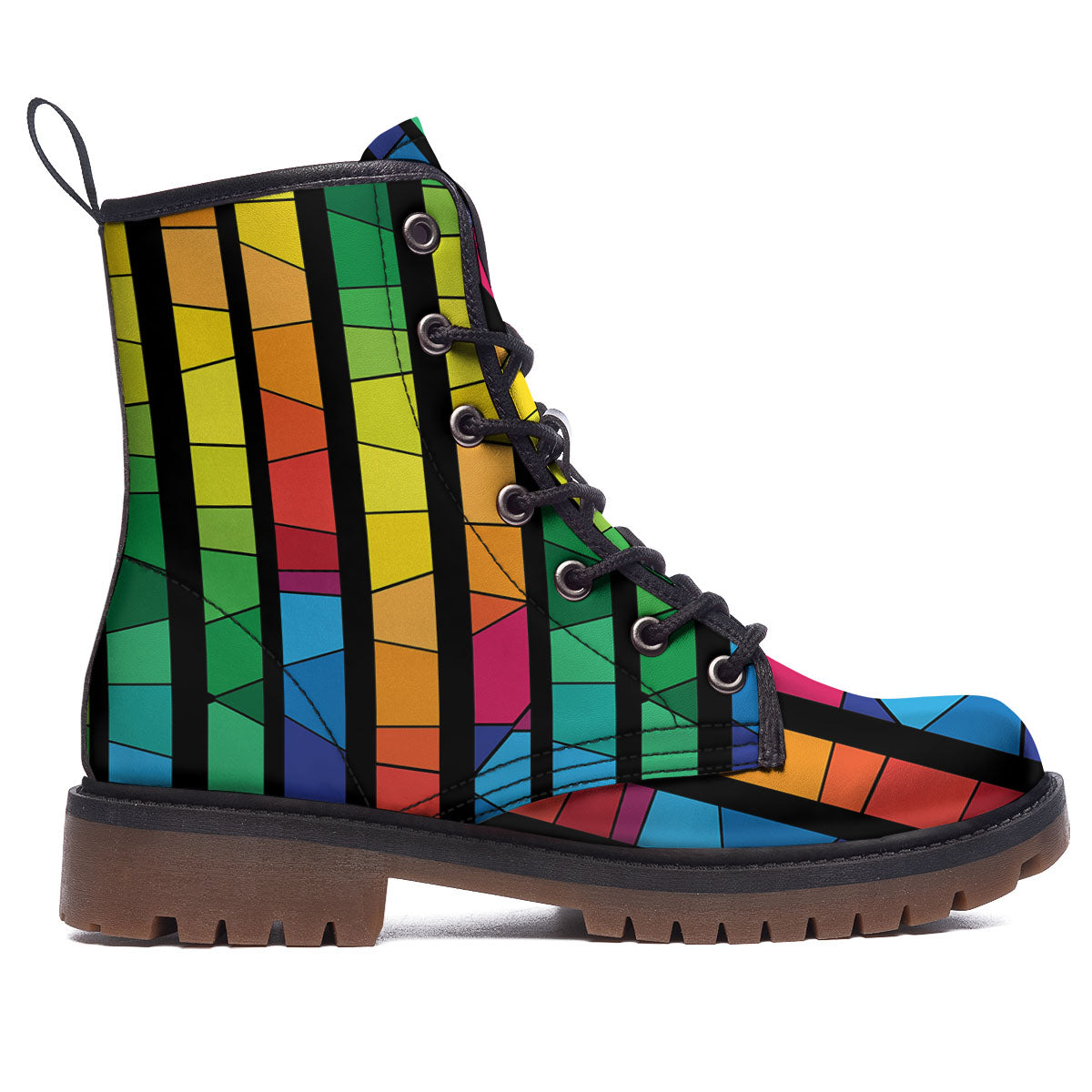 Square Stained Glass Mosaic Print Work Boots-grizzshop