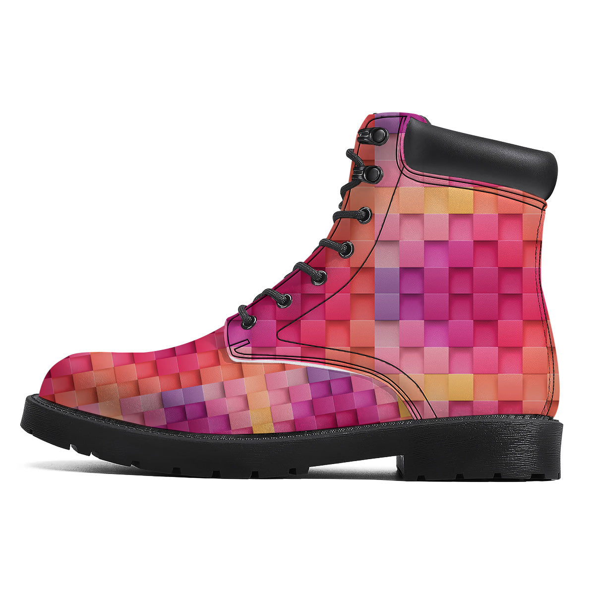 Square Tile 3D Colorful Print Pattern Boots-grizzshop