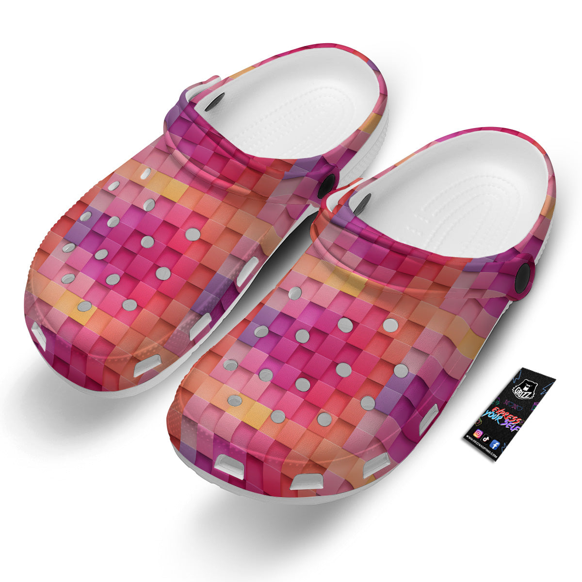 Square Tile 3D Colorful Print Pattern Clog-grizzshop