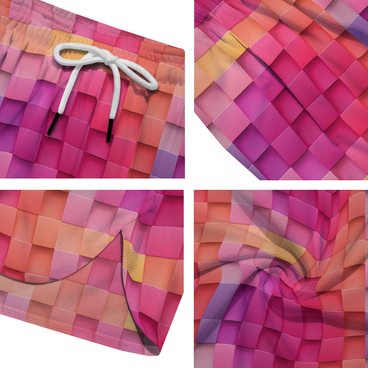 Square Tile 3D Colorful Print Pattern Men's Running Shorts-grizzshop