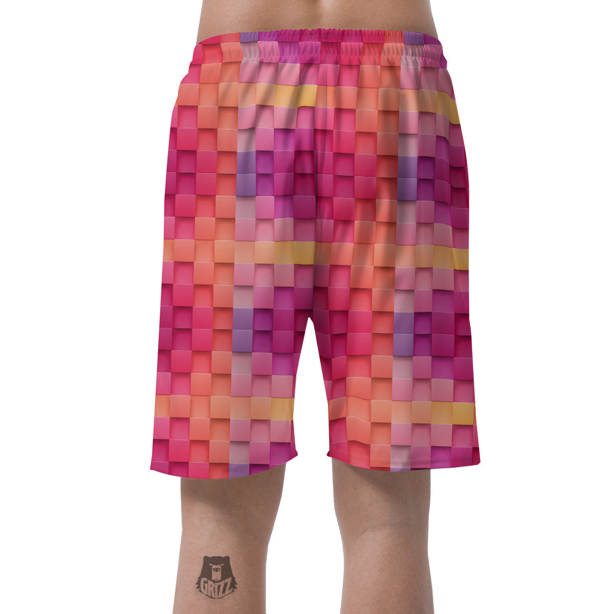 Square Tile 3D Colorful Print Pattern Men's Shorts-grizzshop