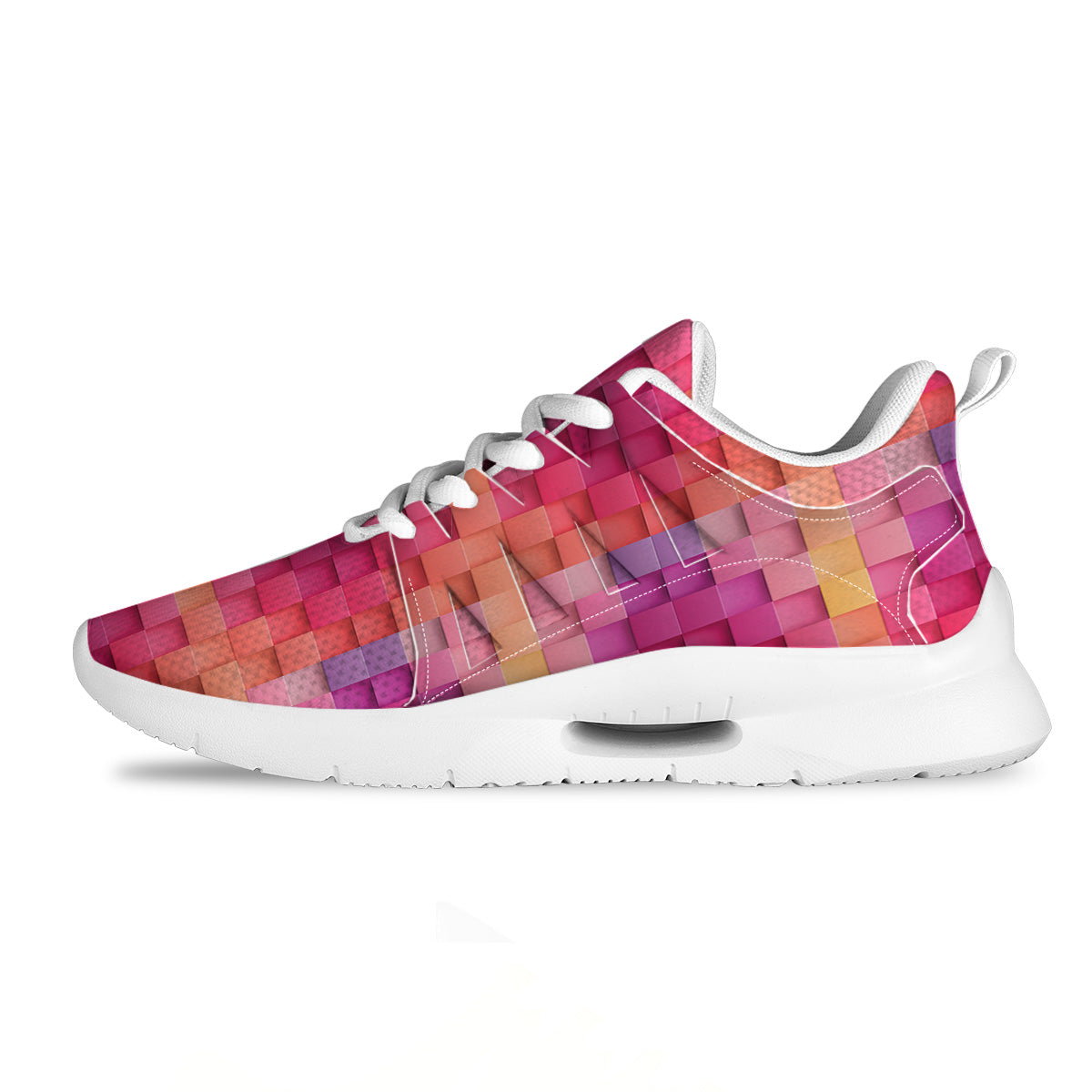 Square Tile 3D Colorful Print Pattern Tennis Shoes-grizzshop