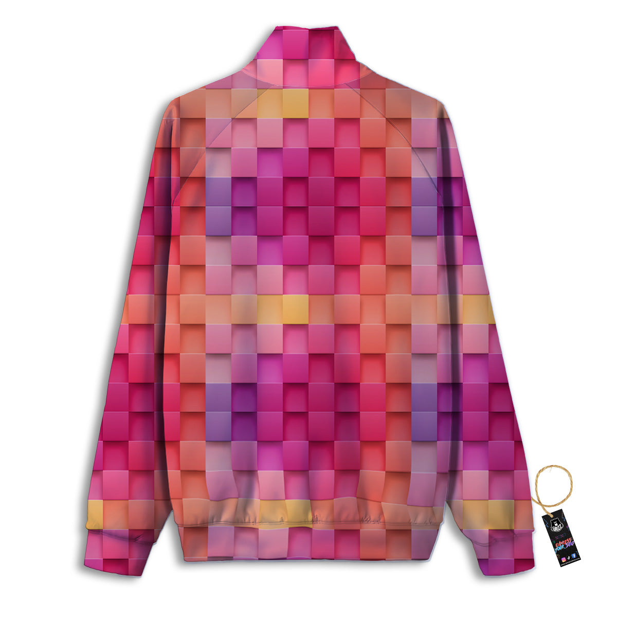 Square Tile 3D Colorful Print Pattern Track Jacket-grizzshop