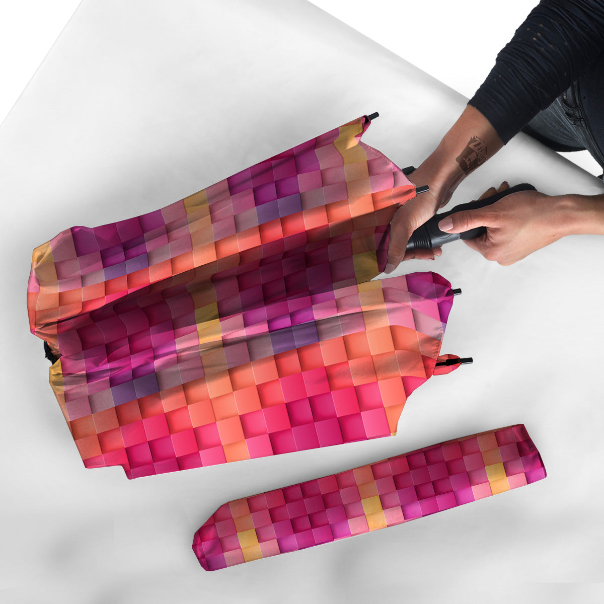 Square Tile 3D Colorful Print Pattern Umbrella-grizzshop