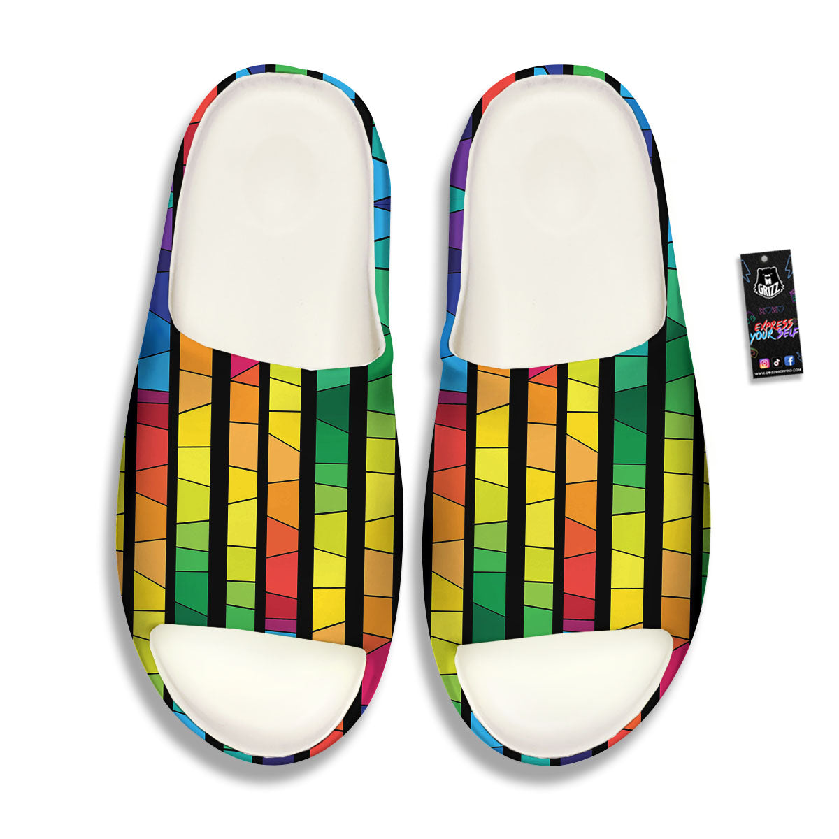 Square Stained Glass Mosaic Print Sandals-grizzshop