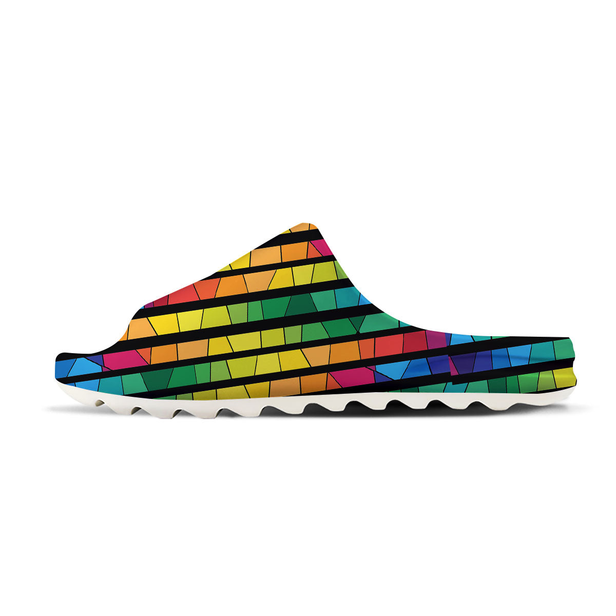 Square Stained Glass Mosaic Print Sandals-grizzshop