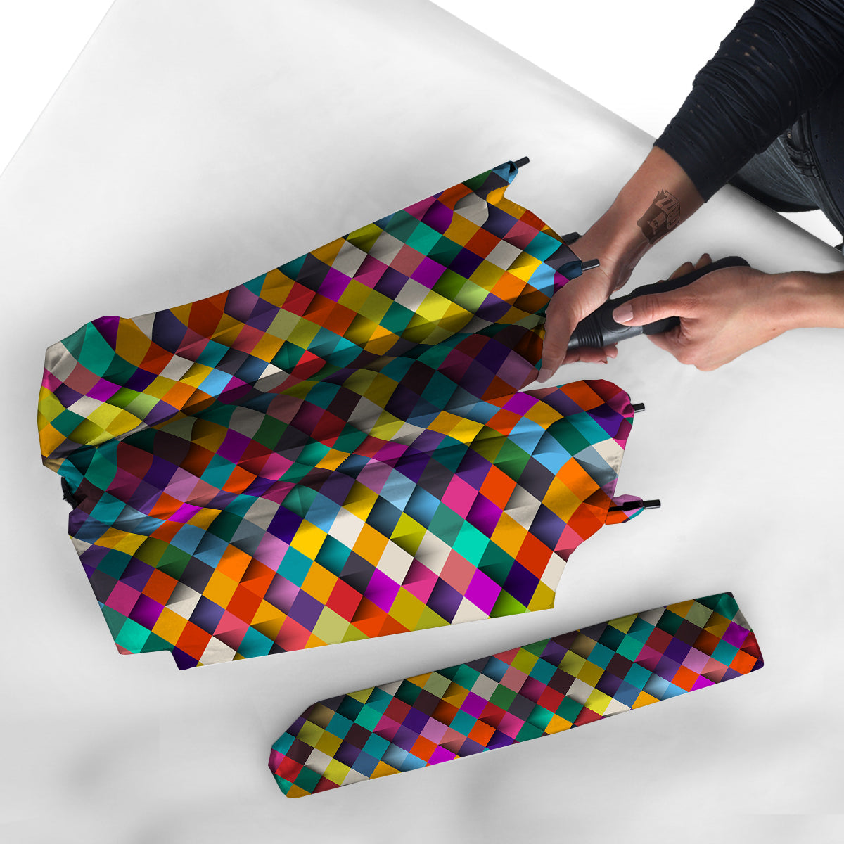 Squares 3D Colorful Print Pattern Umbrella-grizzshop