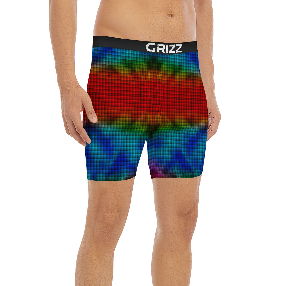 Squares Rainbow Print Pattern Boxer Briefs-grizzshop