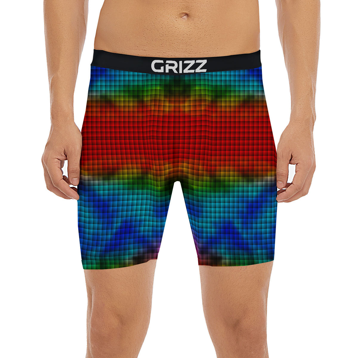 Squares Rainbow Print Pattern Boxer Briefs-grizzshop