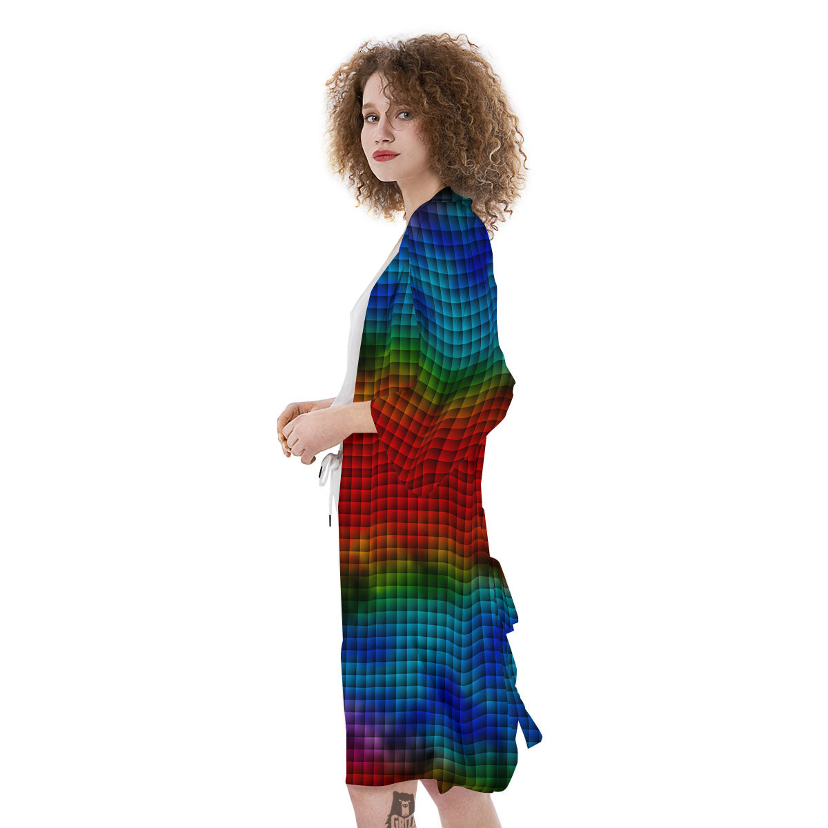 Squares Rainbow Print Pattern Kimono-grizzshop