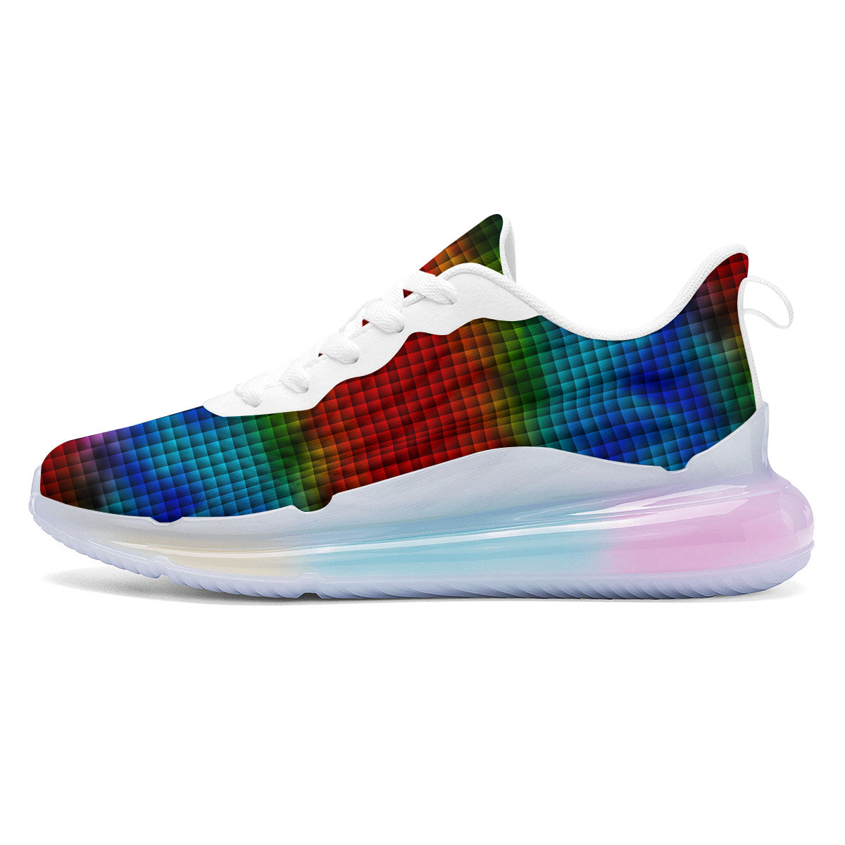 Squares Rainbow Print Pattern Running Sneakers-grizzshop