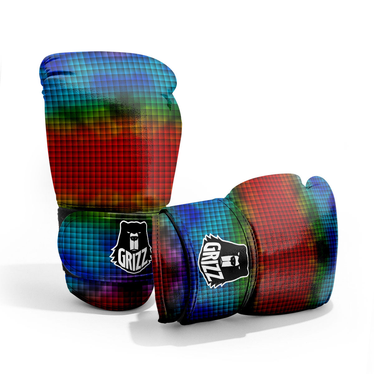 Squares Rainbow Print Pattern Pro Boxing Glove