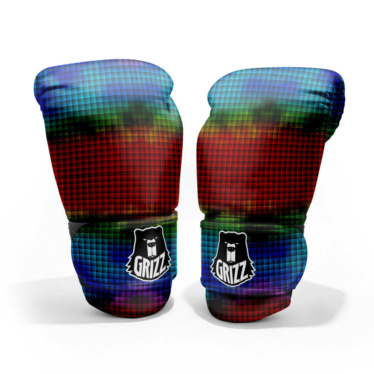 Squares Rainbow Print Pattern Pro Boxing Glove