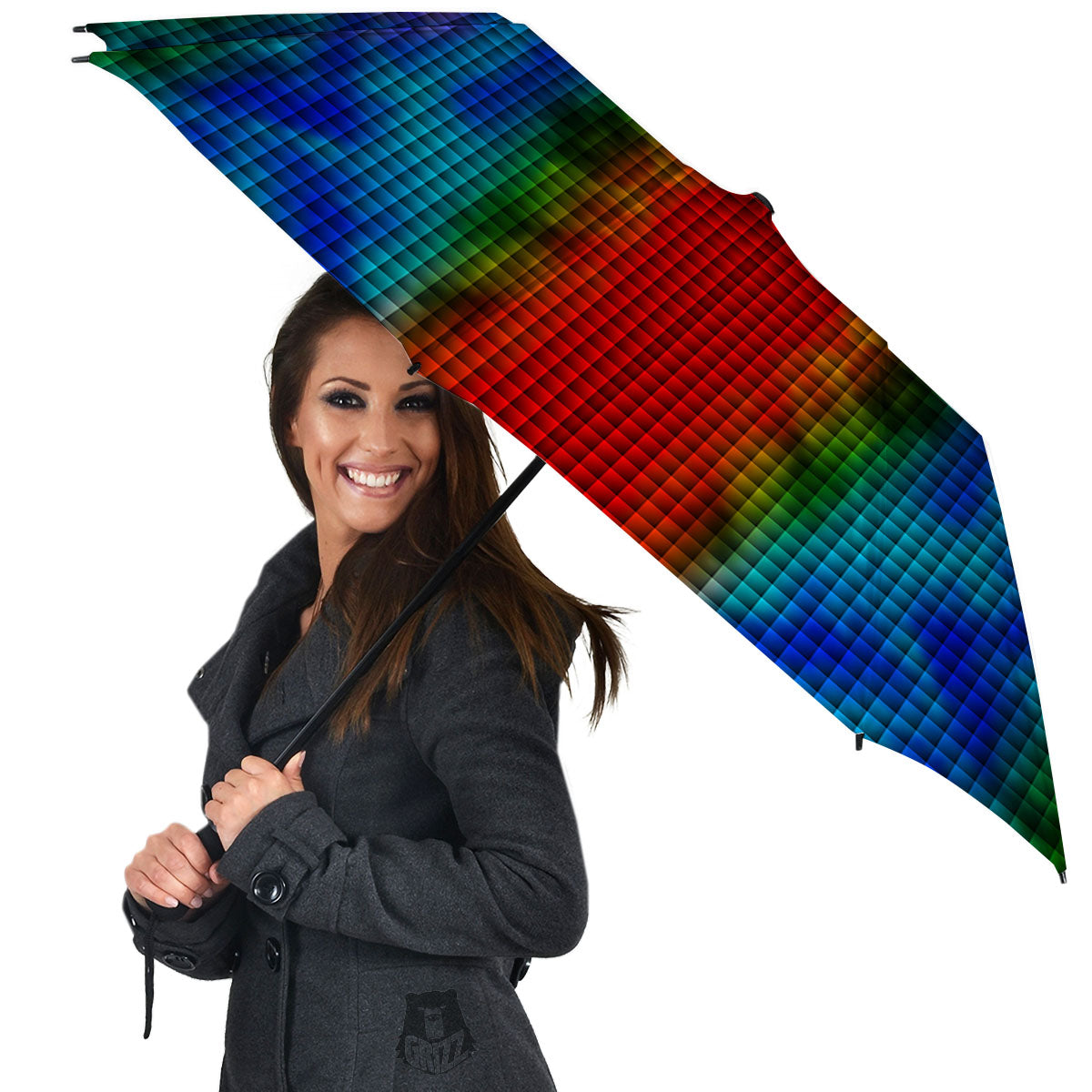 Squares Rainbow Print Pattern Umbrella-grizzshop