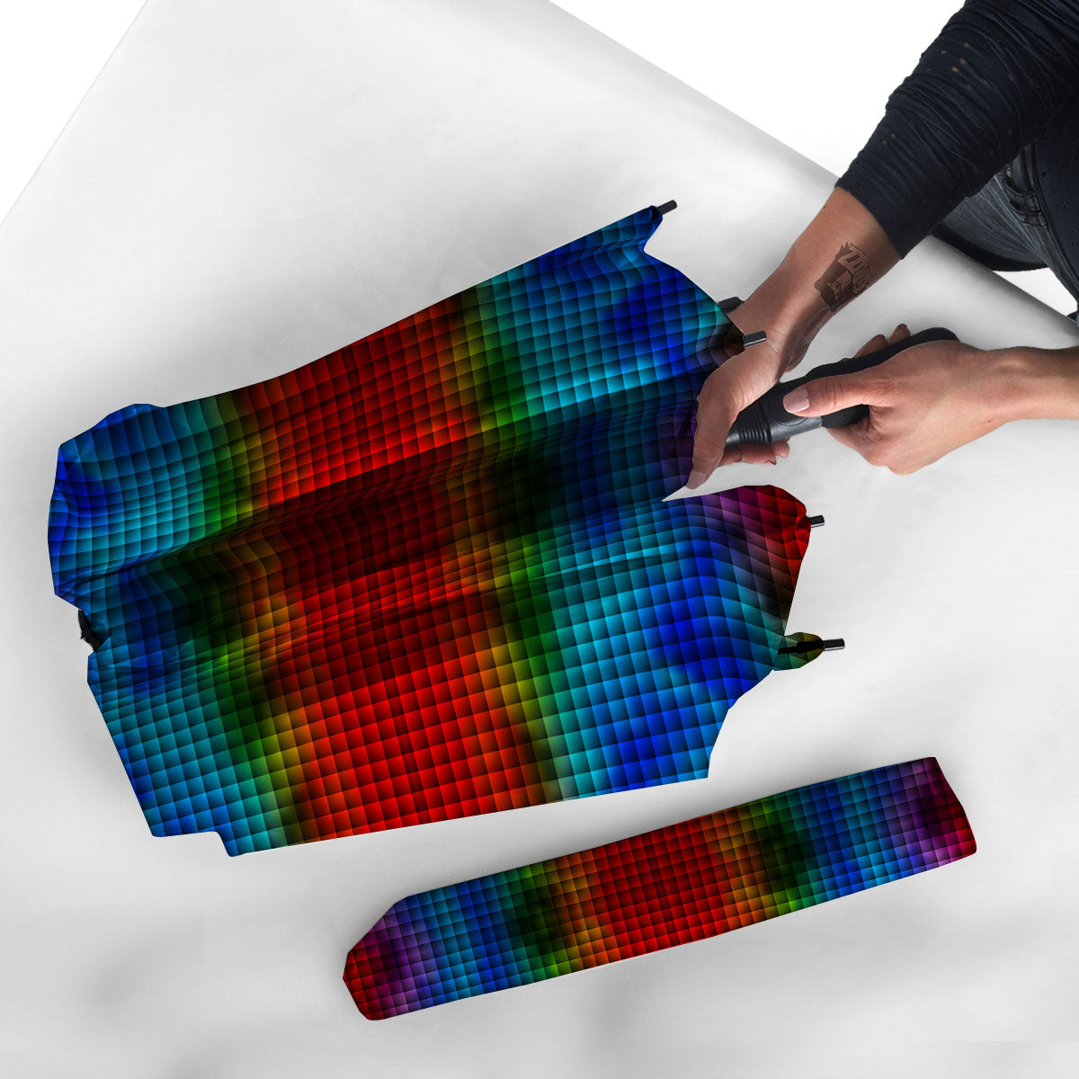Squares Rainbow Print Pattern Umbrella-grizzshop