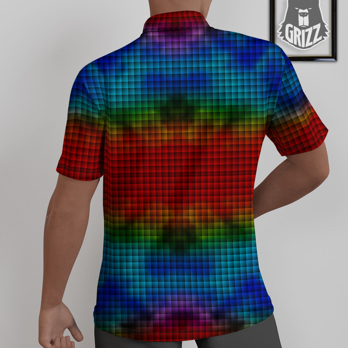 Squares Rainbow Print Pattern Untucked Shirts-grizzshop