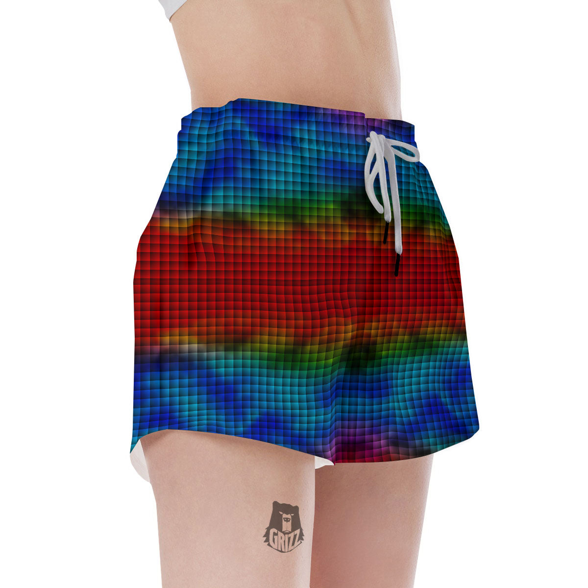 Squares Rainbow Print Pattern Women's Shorts-grizzshop