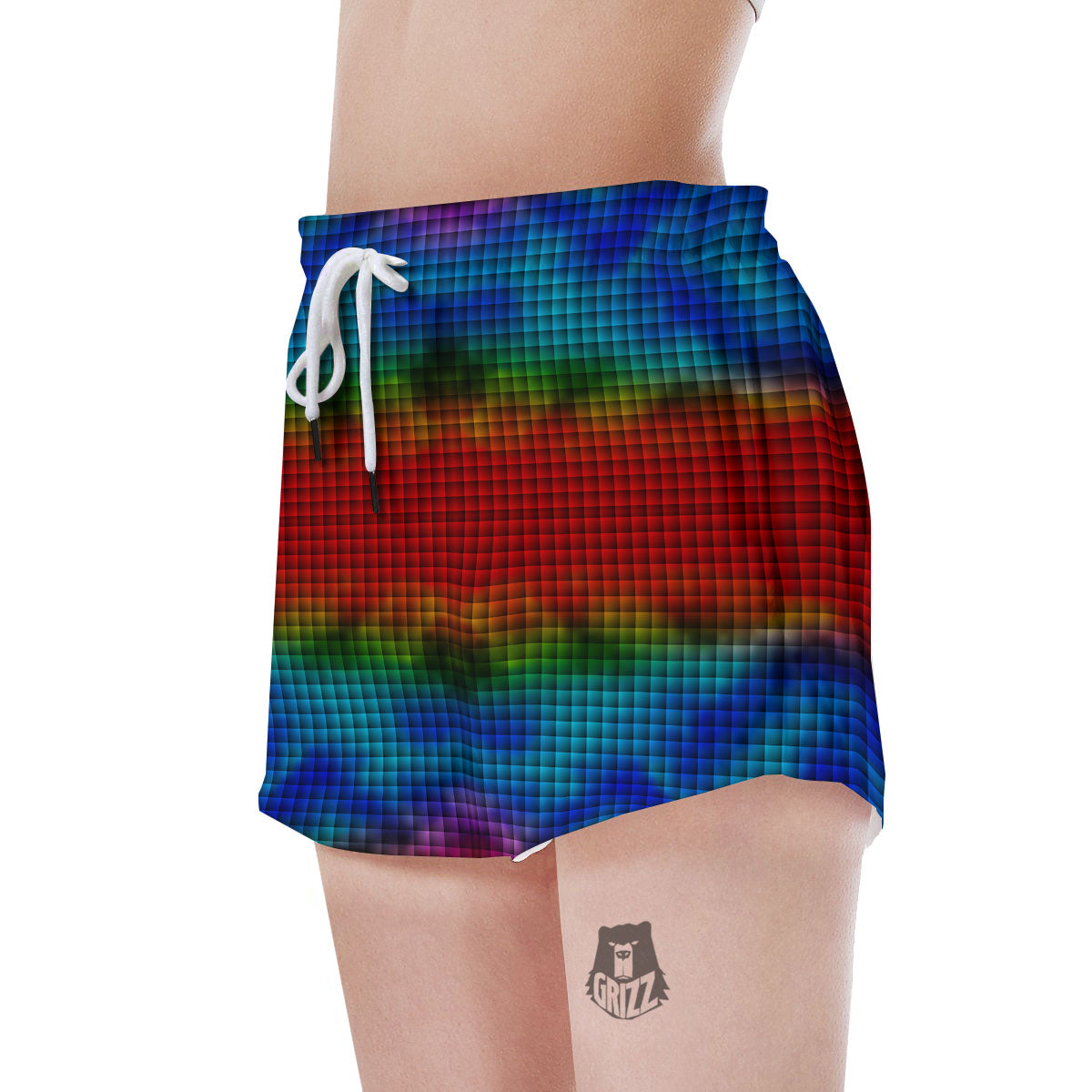 Squares Rainbow Print Pattern Women's Shorts-grizzshop