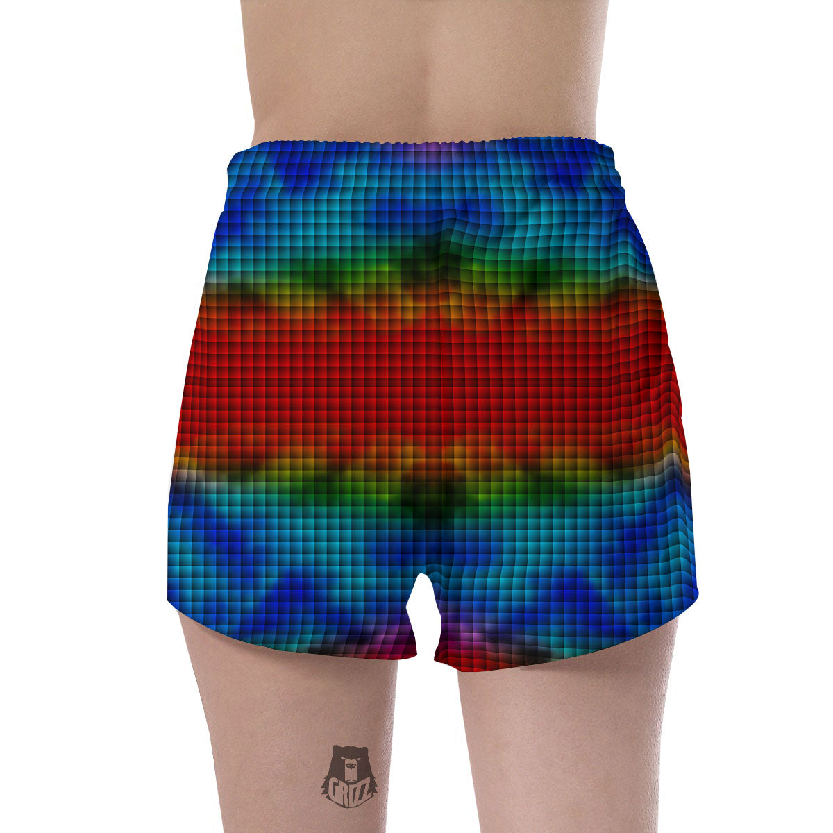 Squares Rainbow Print Pattern Women's Shorts-grizzshop