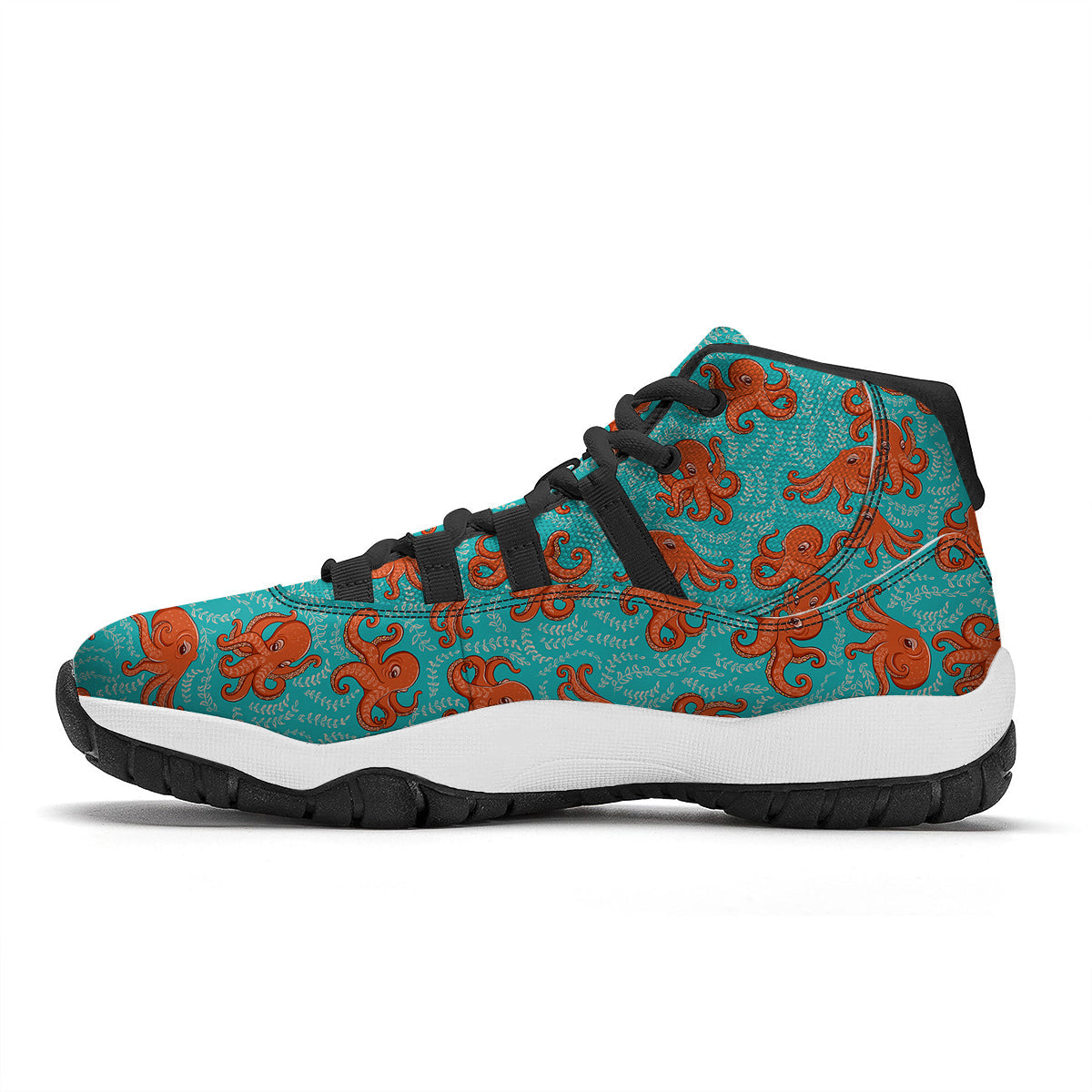 Squid Octopus Tentacle Print Pattern Black Bball Shoes-grizzshop