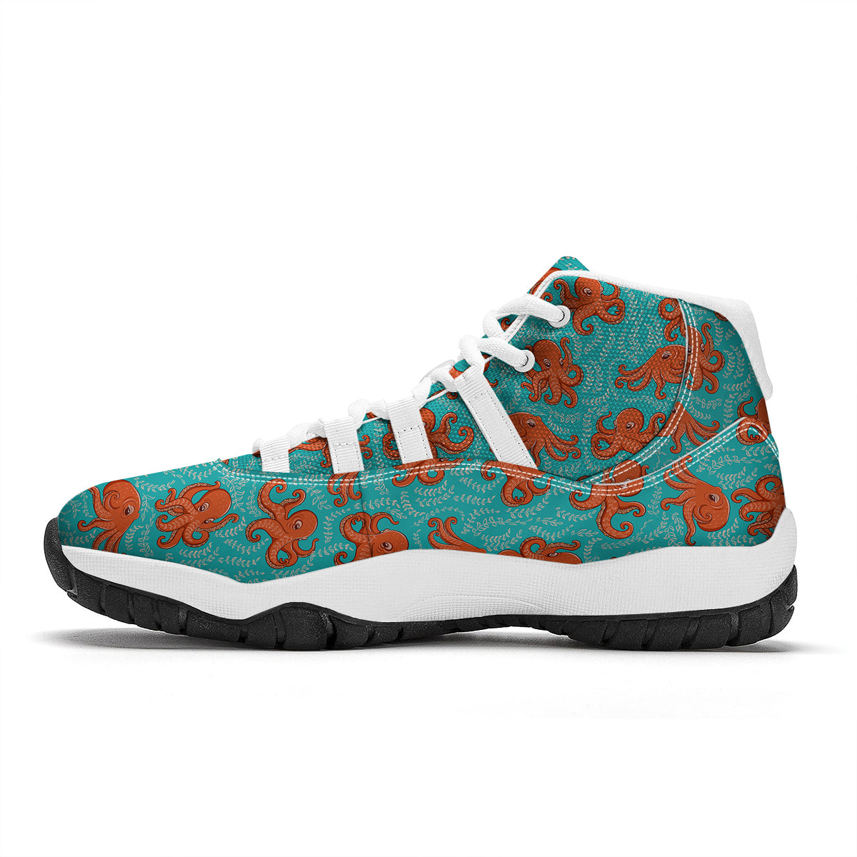 Squid Octopus Tentacle Print Pattern White Bball Shoes-grizzshop