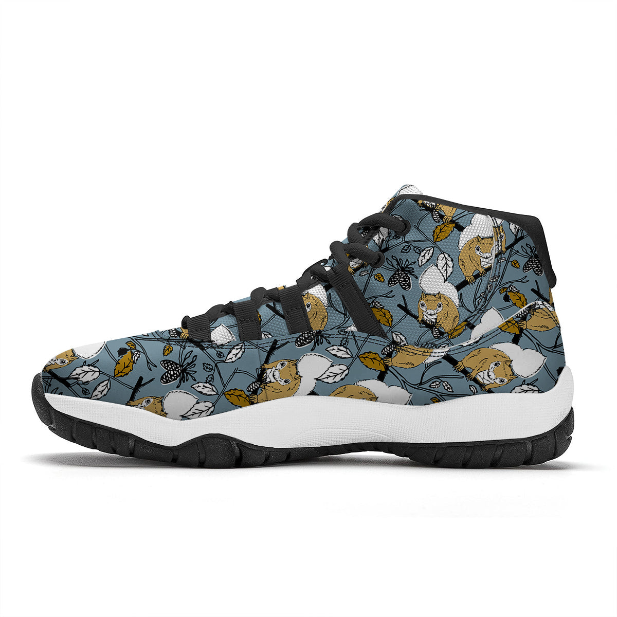 Squirrel Drawing Pattern Print Black Bball Shoes-grizzshop
