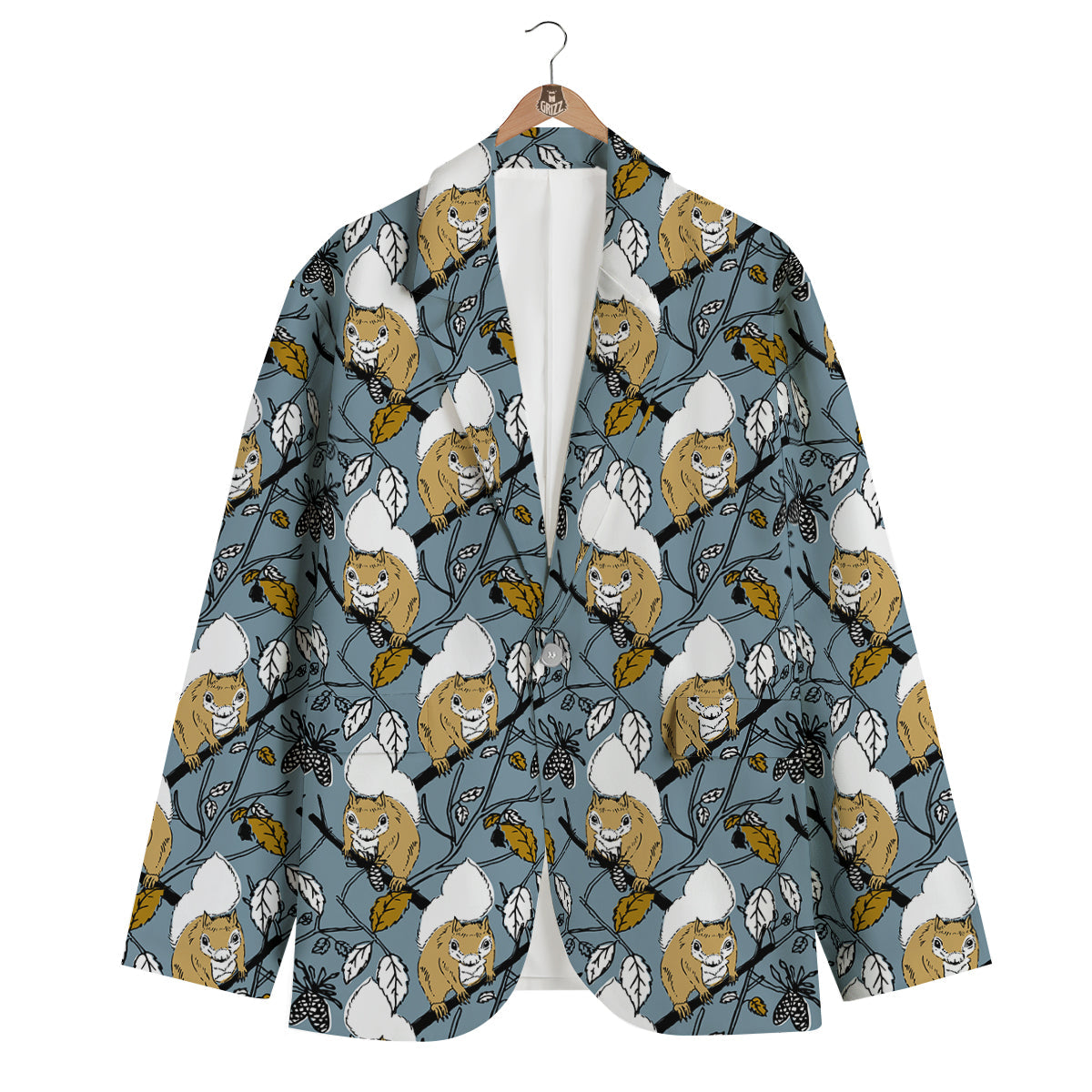 Squirrel Drawing Pattern Print Men's Blazer-grizzshop