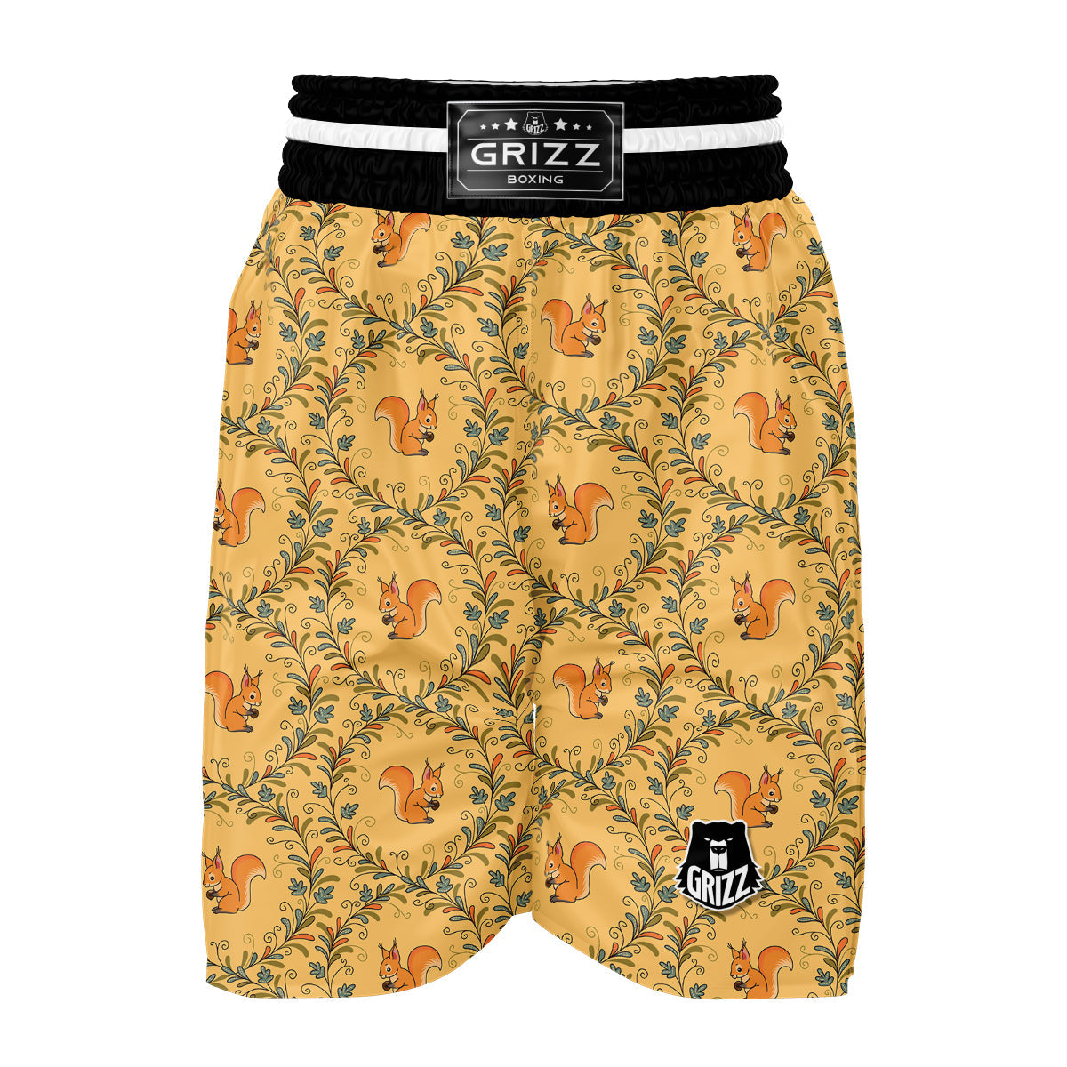 Squirrel Drawing Walnut Pattern Print Boxing Shorts-grizzshop
