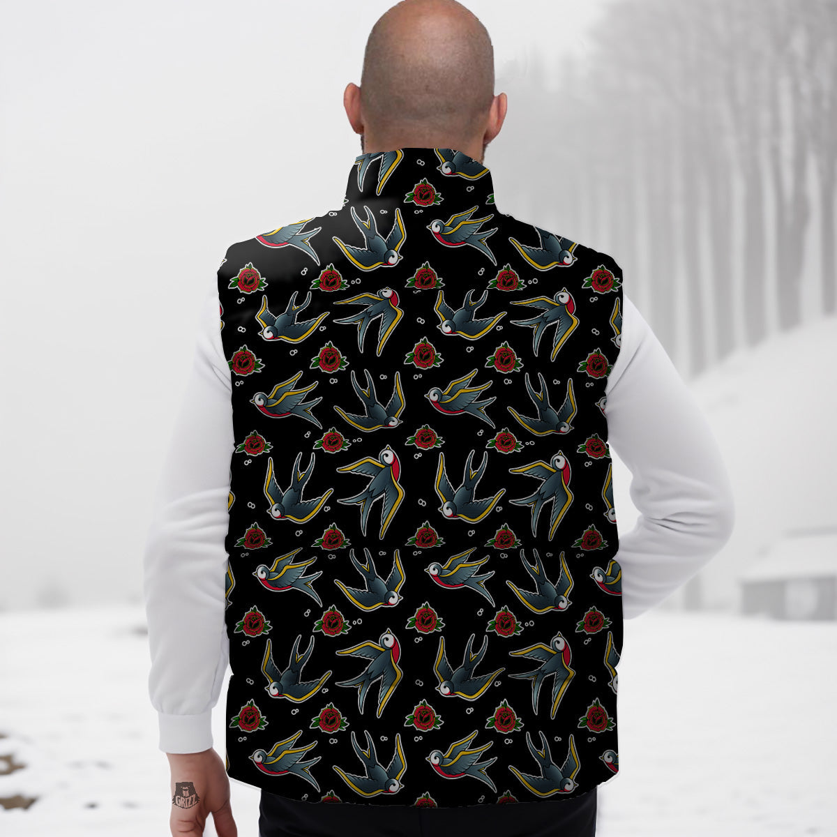 Squirrel Rabbit Pattern Print Down Vest-grizzshop