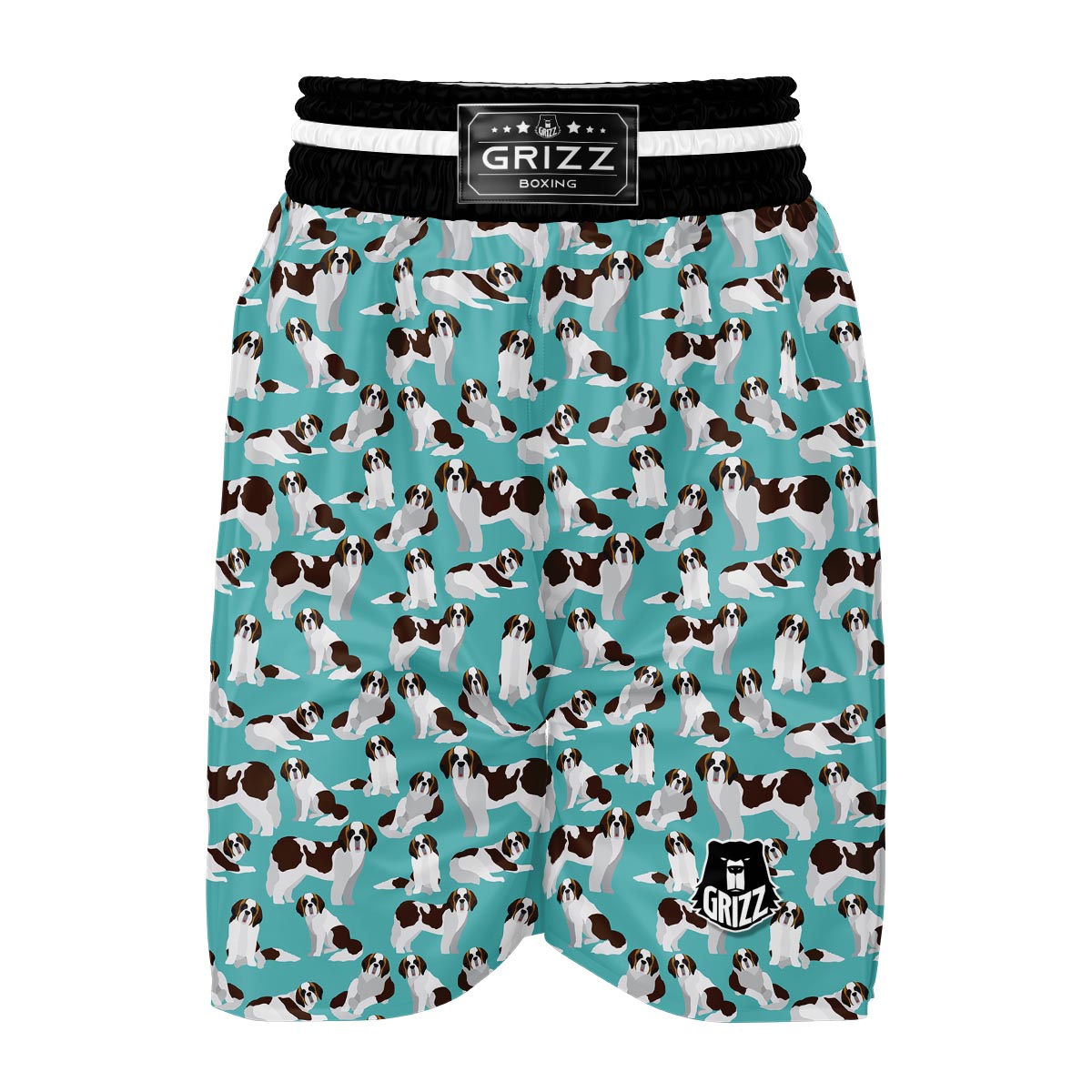 St Bernard Blue Pattern Print Boxing Shorts-grizzshop