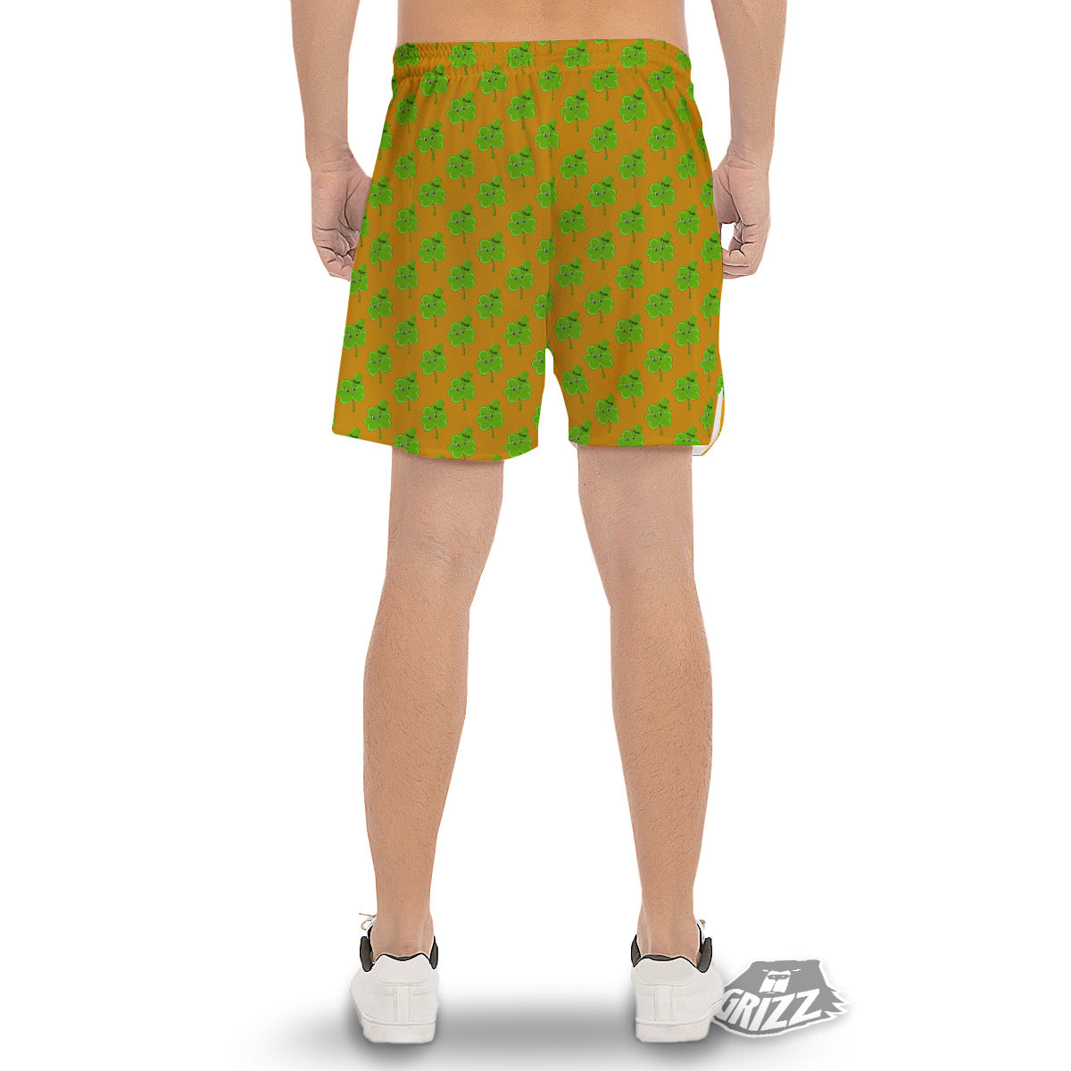 St. Patrick's Day Cute Clover Print Men's Gym Shorts-grizzshop
