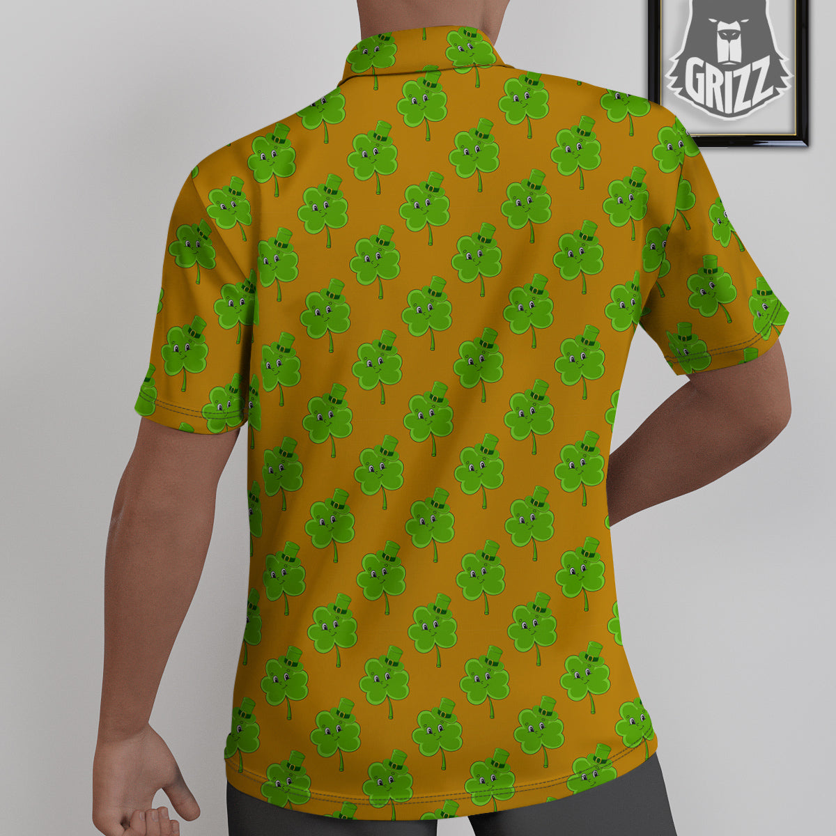 St. Patrick's Day Cute Clover Print Untucked Shirts-grizzshop