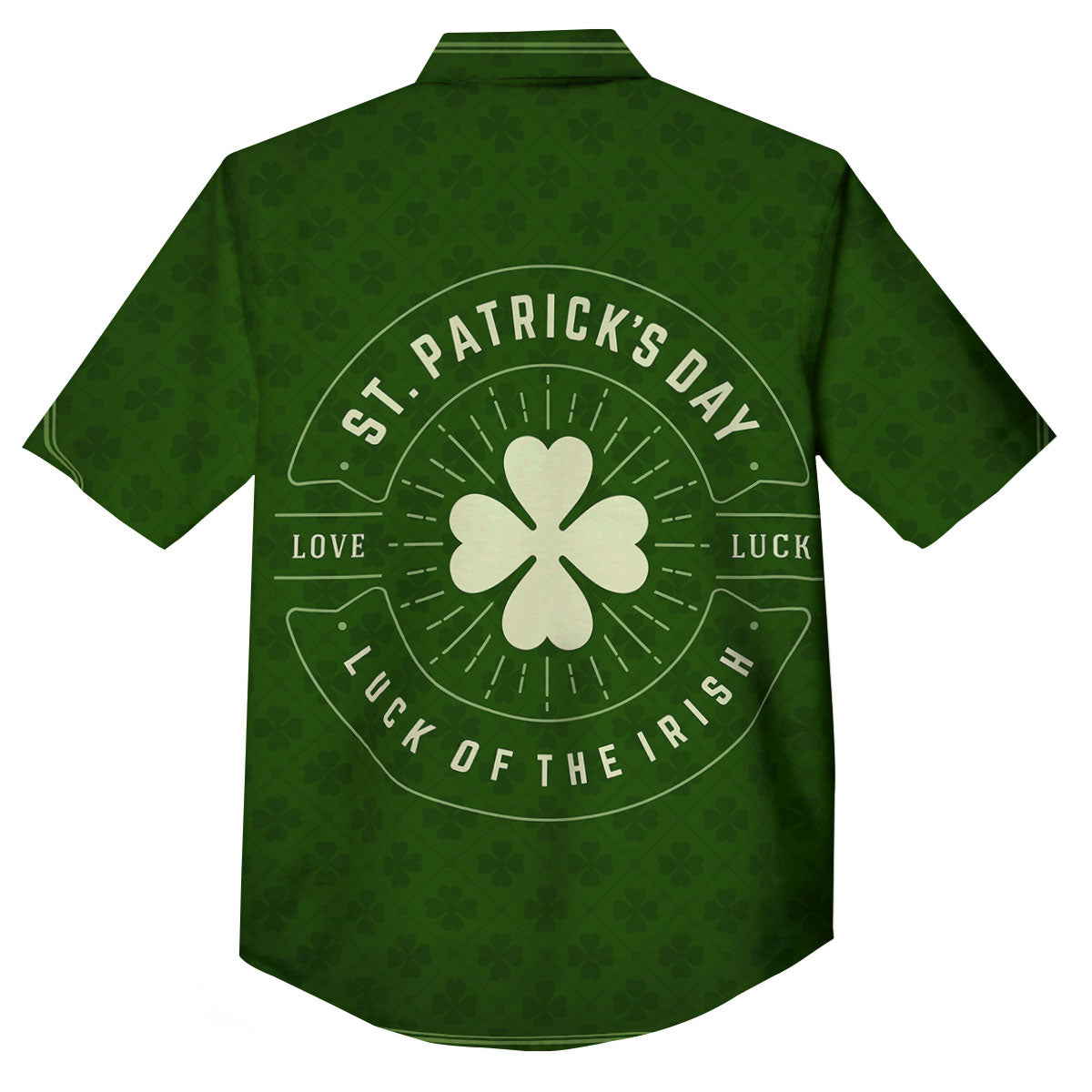 St. Patrick's Day Four Leaf Clover Print Button Up Shirt-grizzshop