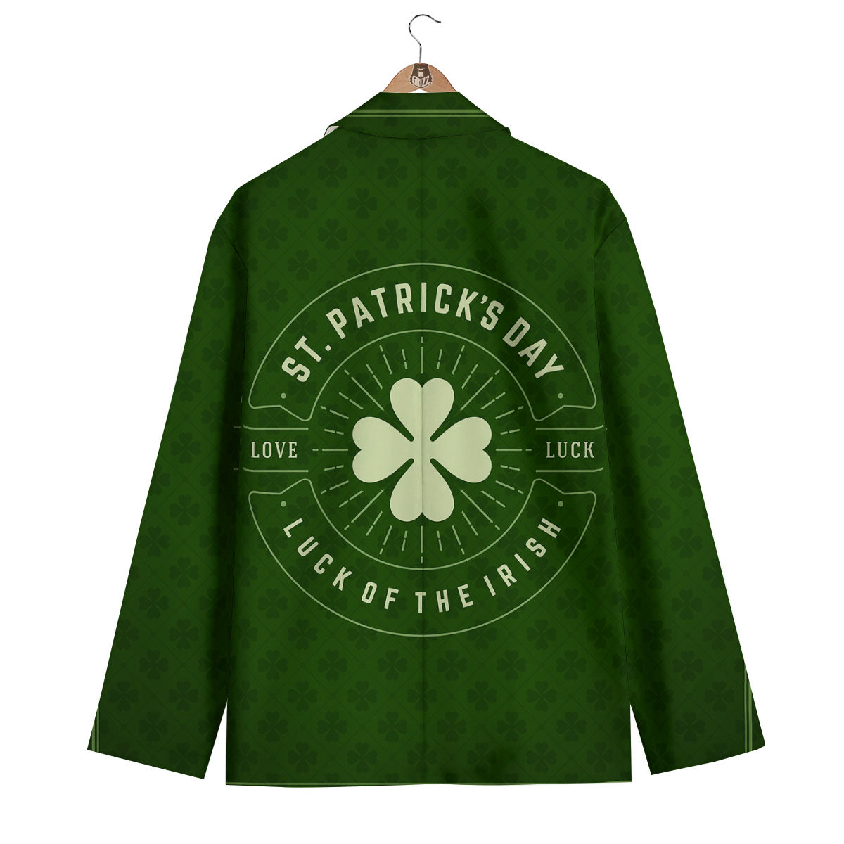 St. Patrick's Day Four Leaf Clover Print Men's Blazer-grizzshop