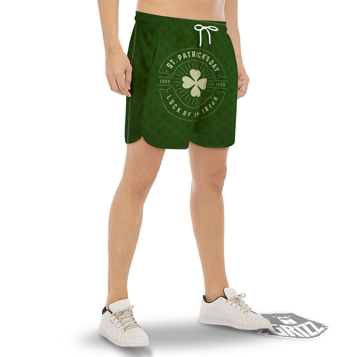 St. Patrick's Day Four Leaf Clover Print Men's Gym Shorts-grizzshop
