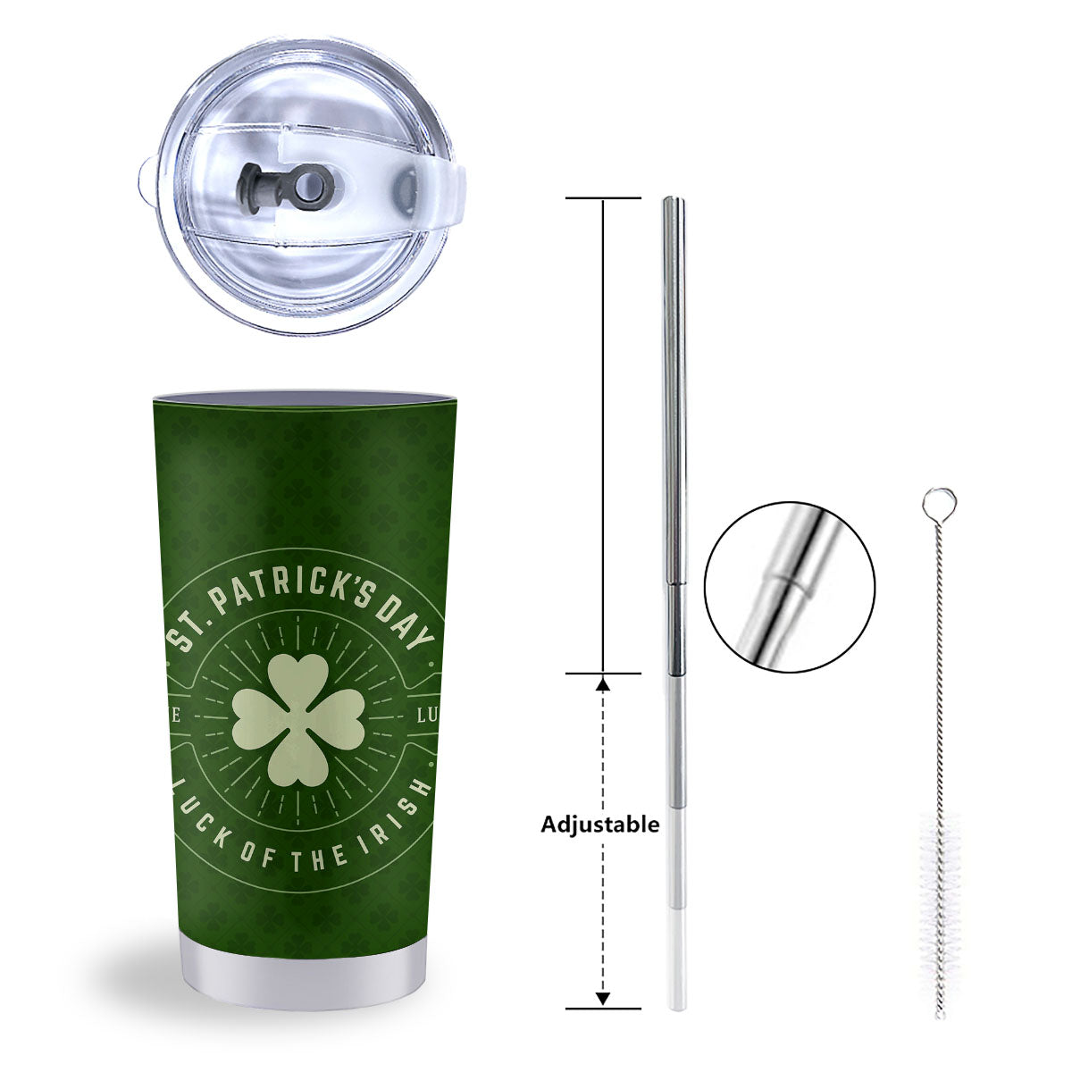 St. Patrick's Day Four Leaf Clover Print Tumbler-grizzshop