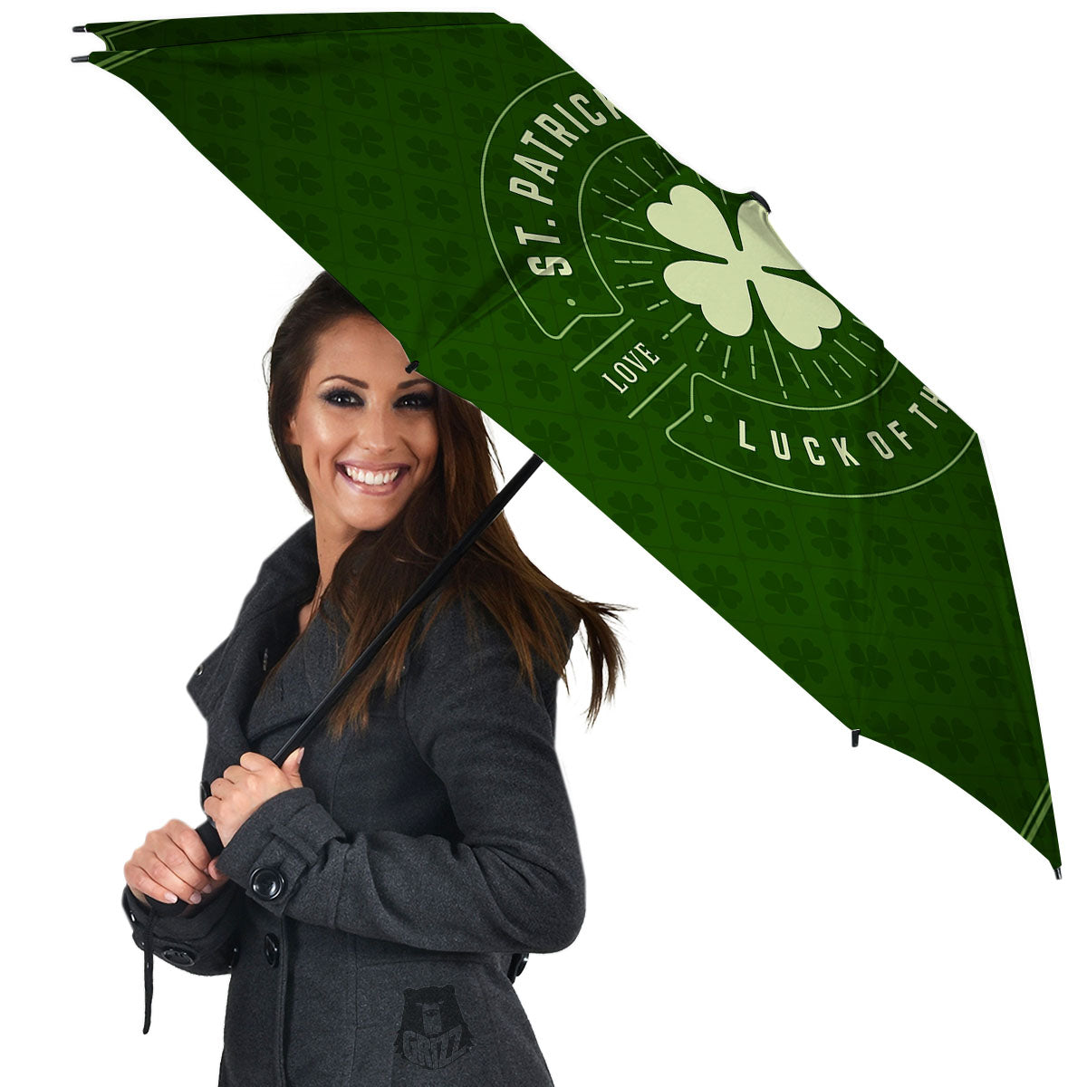 St. Patrick's Day Four Leaf Clover Print Umbrella-grizzshop