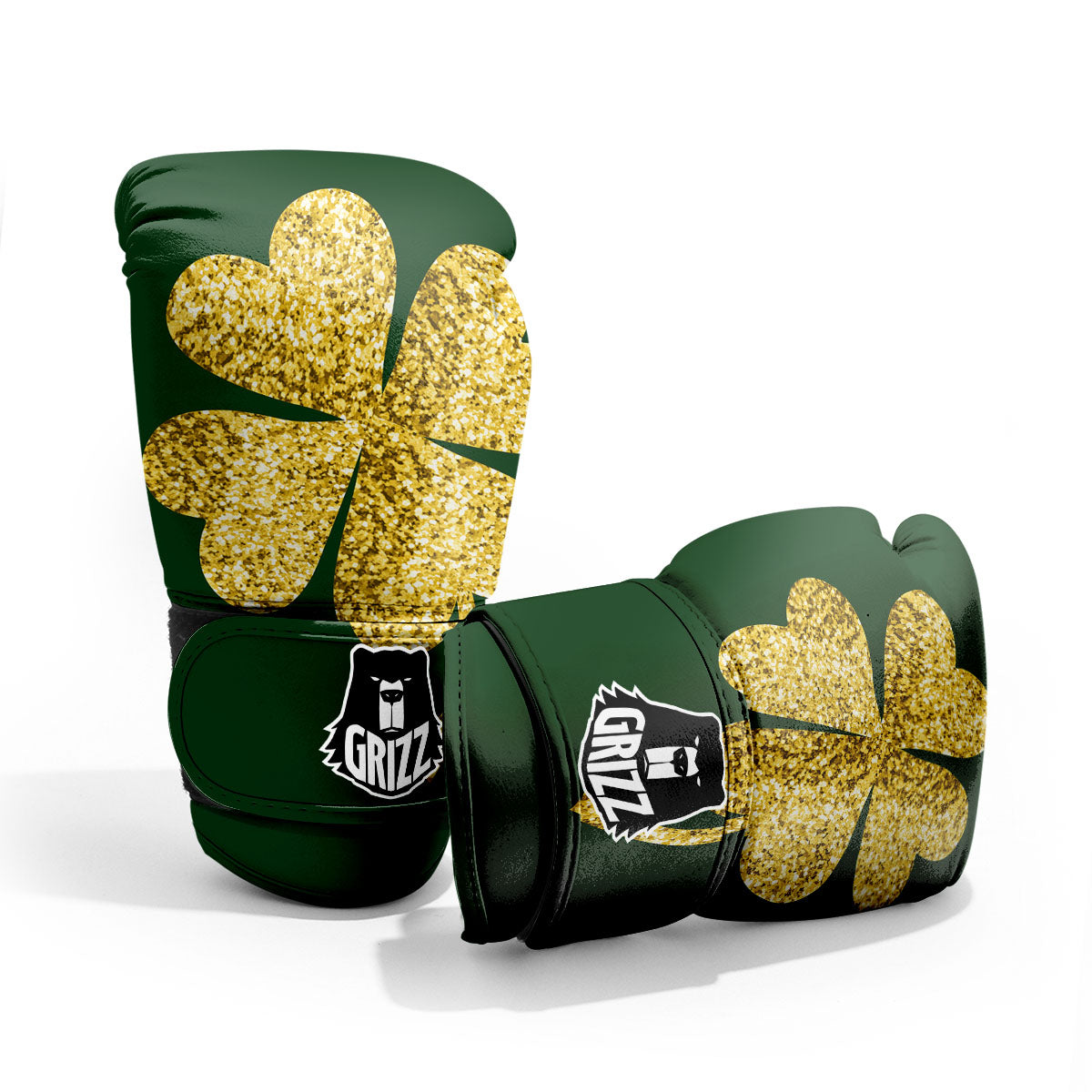 St. Patrick's Day Gold Clover Print Pro Boxing Glove