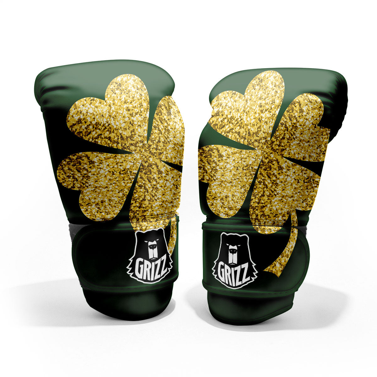 St. Patrick's Day Gold Clover Print Pro Boxing Glove