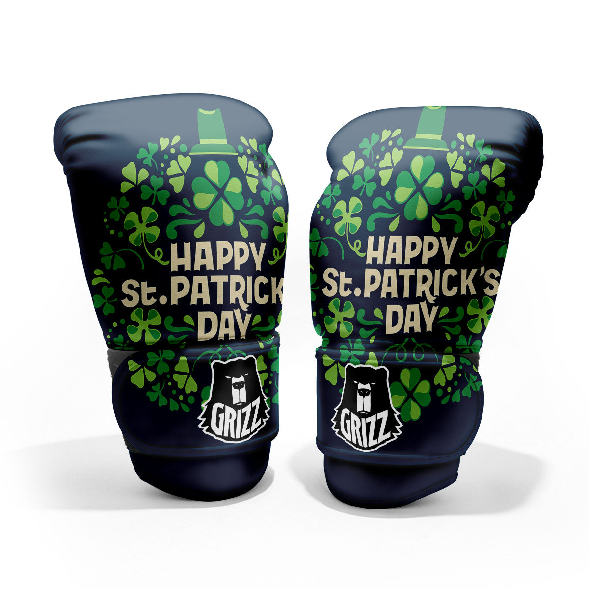 St. Patrick's Day Green Clover Print Pro Boxing Glove