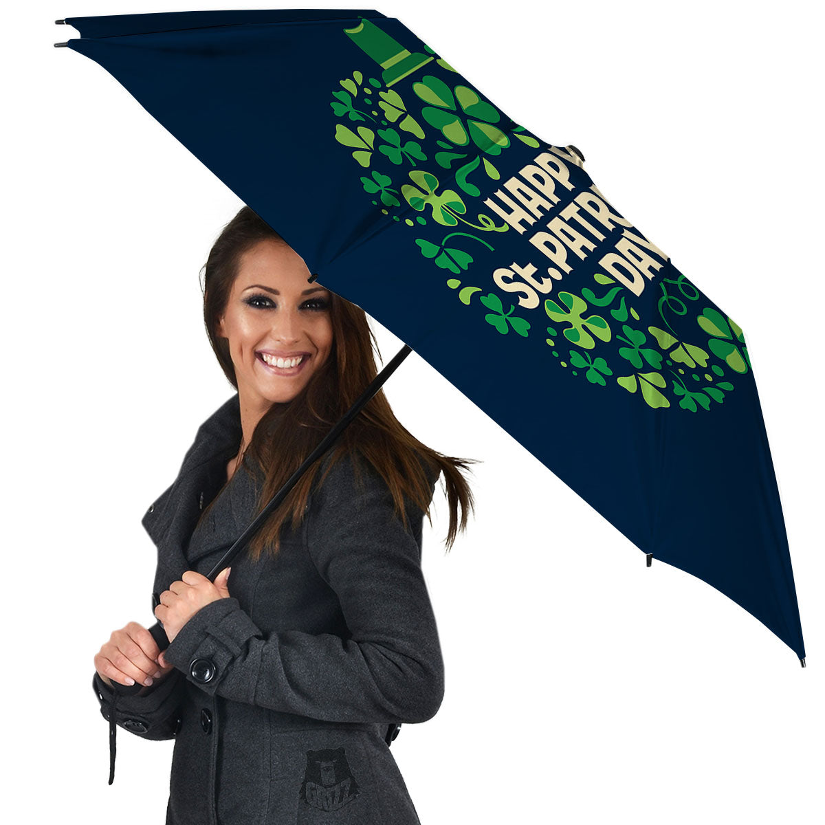 St. Patrick's Day Green Clover Print Umbrella-grizzshop