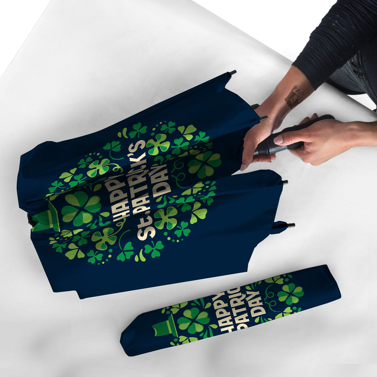 St. Patrick's Day Green Clover Print Umbrella-grizzshop