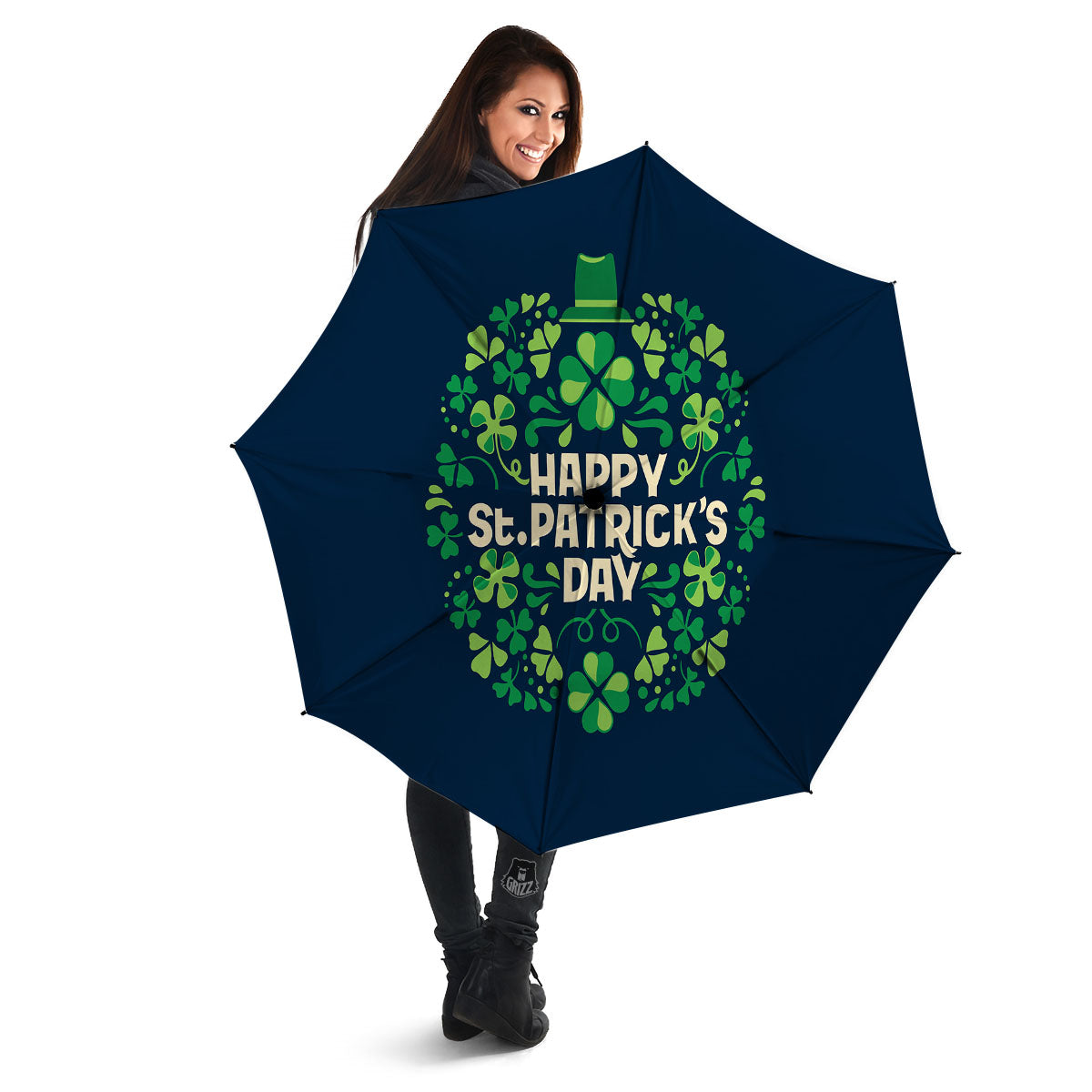 St. Patrick's Day Green Clover Print Umbrella-grizzshop