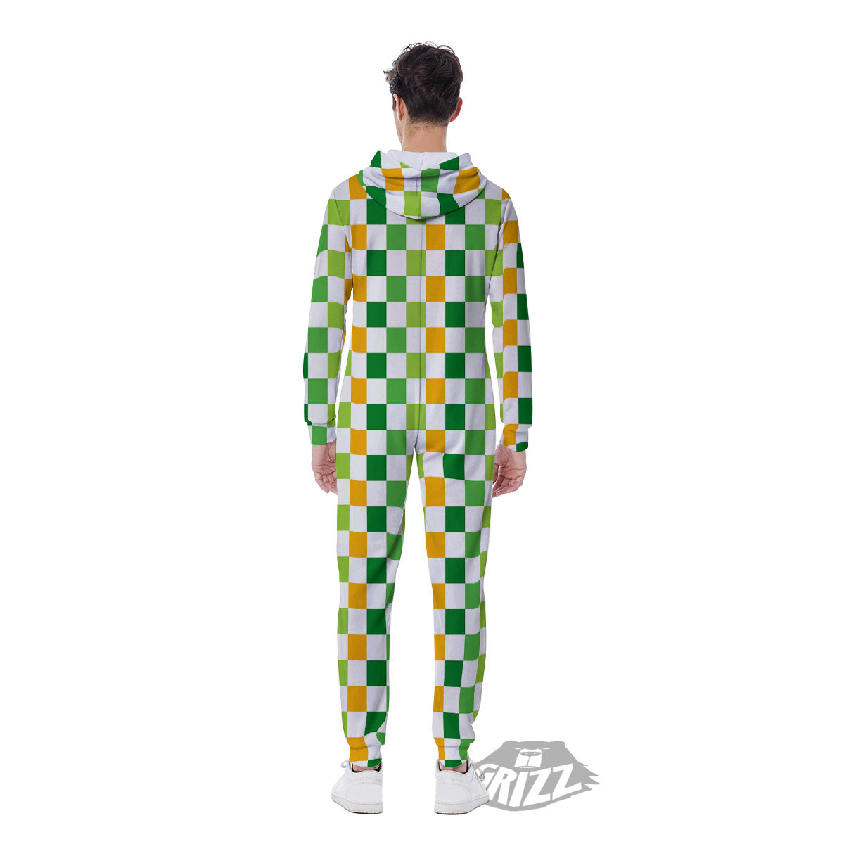 St. Patrick's Day Irish Checkered Print Men's Jumpsuit-grizzshop