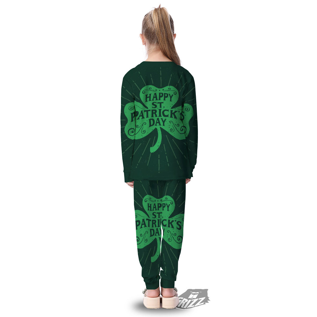 St. Patrick's Day Irish Clover Print Kid's Pajamas-grizzshop