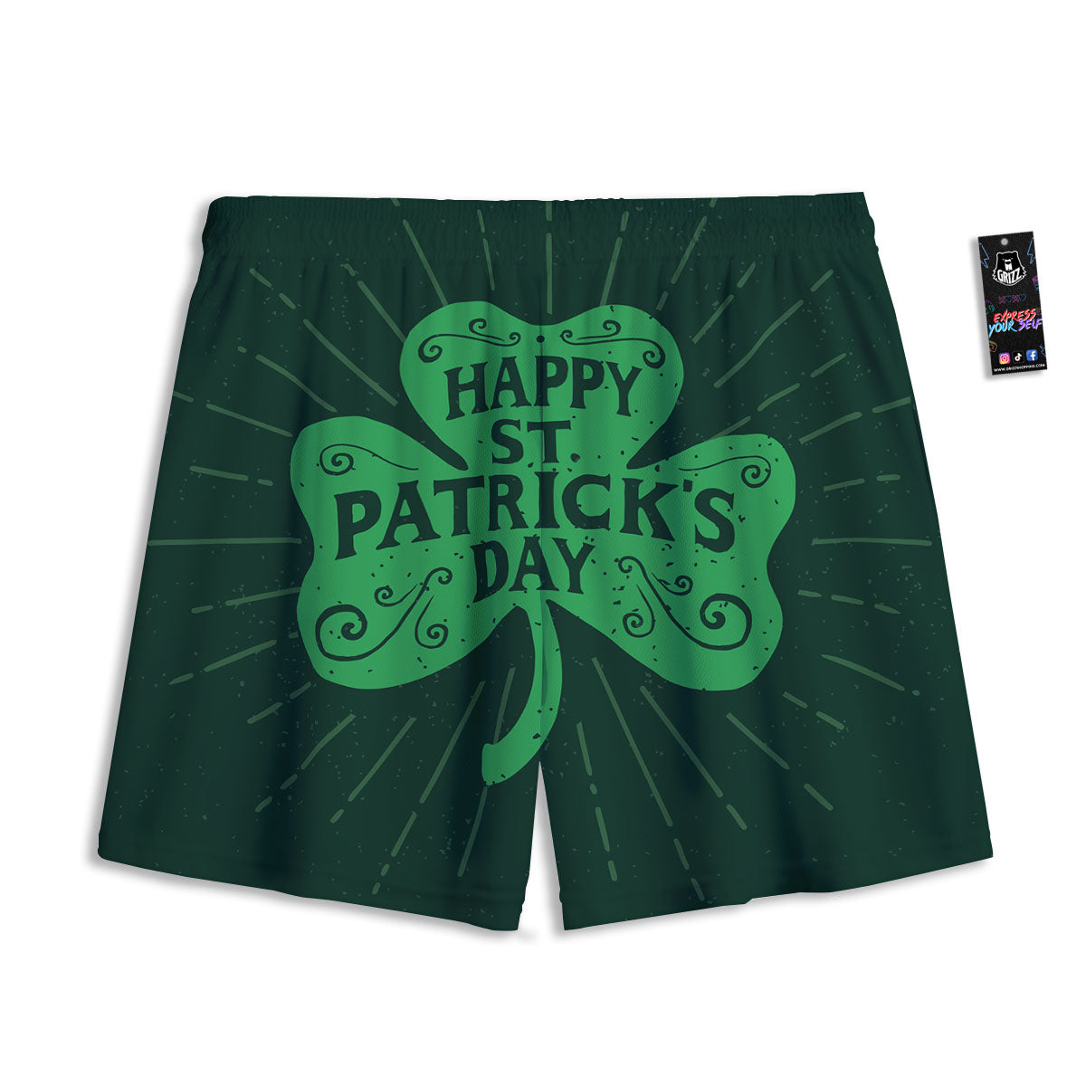St. Patrick's Day Irish Clover Print Mesh Shorts